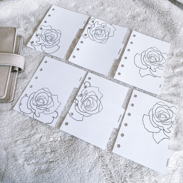 CUSTOM - ROSE COLLECTION - Set of Minimal Planner Dividers