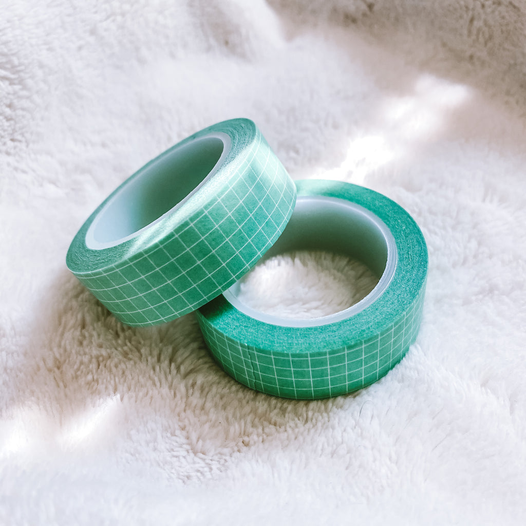 Mint Grid Washi Tape, Green Washi Tape, 1 Piece, Grid Washi Tape