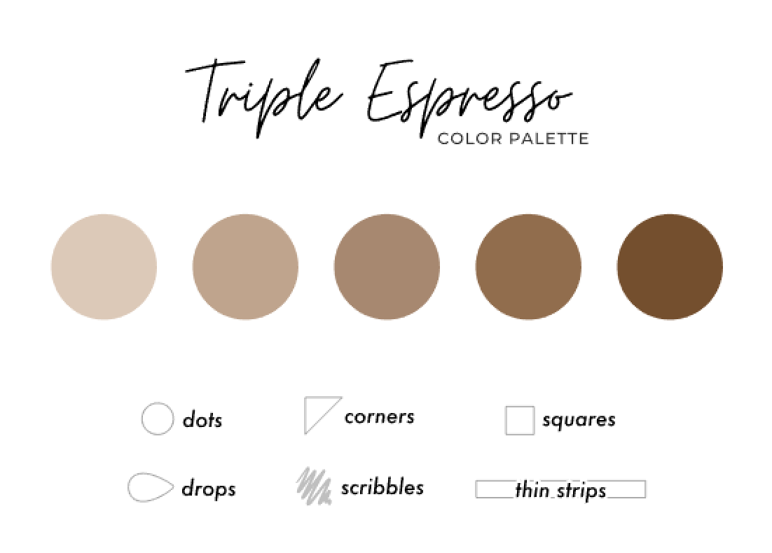 Triple Espresso Color Palette - Transparent Matte Shape Stickers
