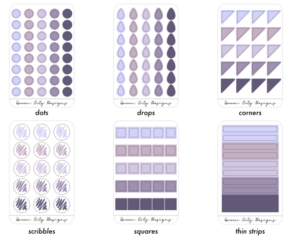 Lavender Fields Color Palette - Transparent Matte Shape Stickers