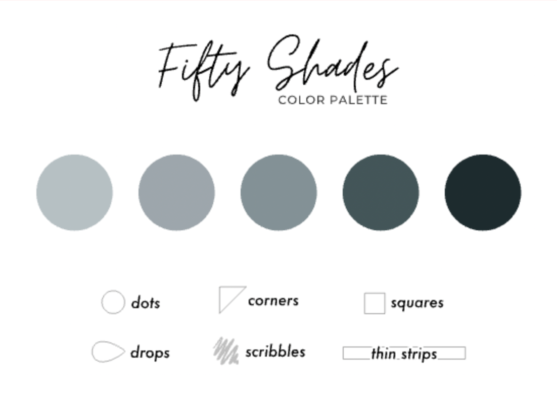 Fifty Shades Color Palette - Transparent Matte Shape Stickers