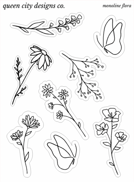 Monoline Flora | Floral Deco Stickers [Transparent Matte]