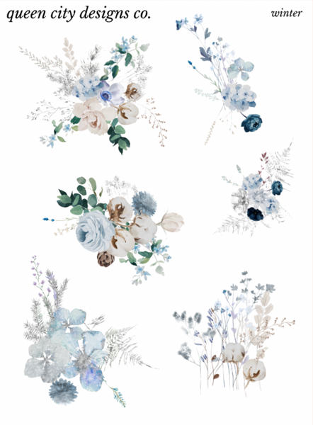 Winter | Pressed Floral Deco Stickers [Transparent Matte]