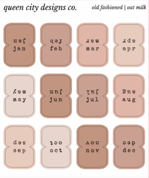 Oat Milk | Monthly Tab Stickers ~ 3 Font Options | Stickers for Hobonichi Weeks, Etc.