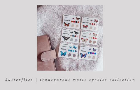 Butterflies | Species Collection | Choose from 6 Different Sheets ~ Minimal Icons [Transparent Matte]