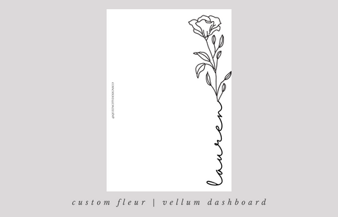 CUSTOM Fleur Name Dashboard ~ Vellum Dashboard for Ring/Disc Bound Planners