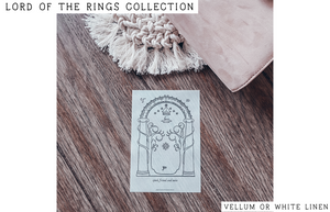 [Lord Of The Rings] Door of Durin Dashboard ~ Choice of Vellum or White Linen -- LOTR