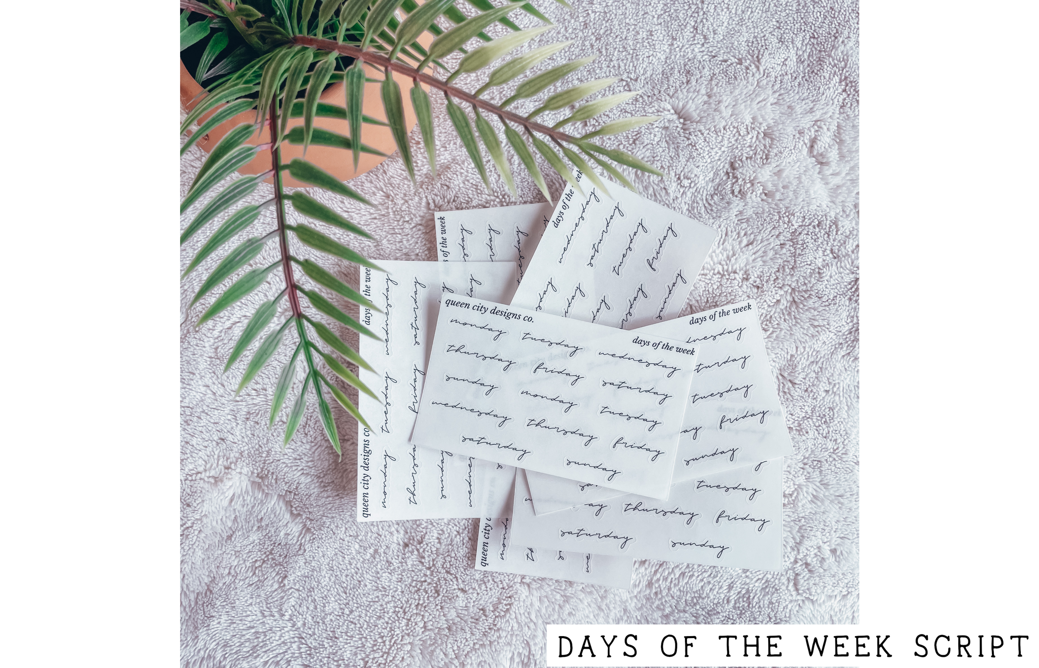 Days of the Week [Minimal Script] - Clear Glossy Stickers