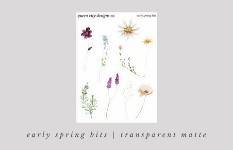Early Spring Bits | Pressed Floral Deco Stickers [Transparent Matte]