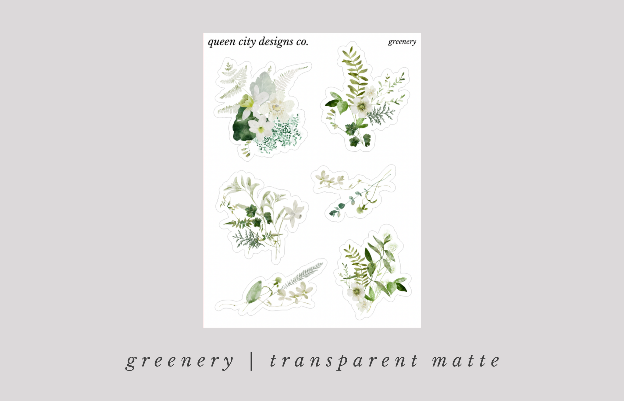 Greenery | Pressed Floral Deco Stickers [Transparent Matte]