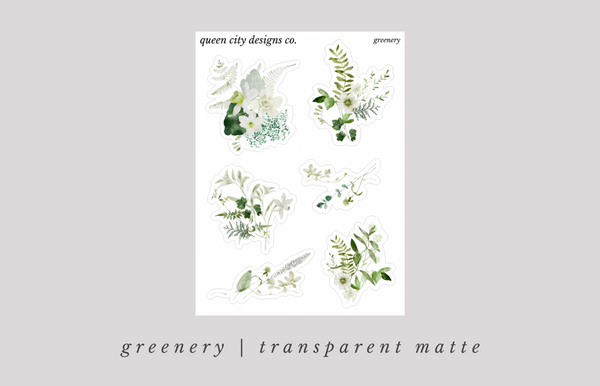Greenery | Pressed Floral Deco Stickers [Transparent Matte]