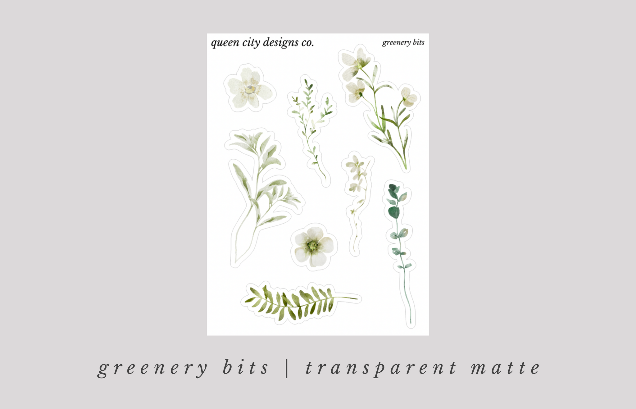 Greenery Bits | Pressed Floral Deco Stickers [Transparent Matte]
