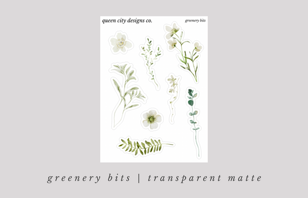 Greenery Bits | Pressed Floral Deco Stickers [Transparent Matte]
