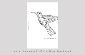 Sweet Hummingbird VELLUM Dashboard -- AP22