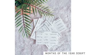 Months of the Year [Minimal Script] - Clear Glossy Stickers