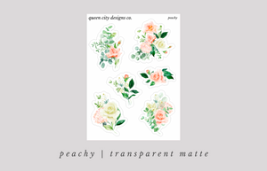 Peachy | Floral Deco Stickers [Transparent Matte]