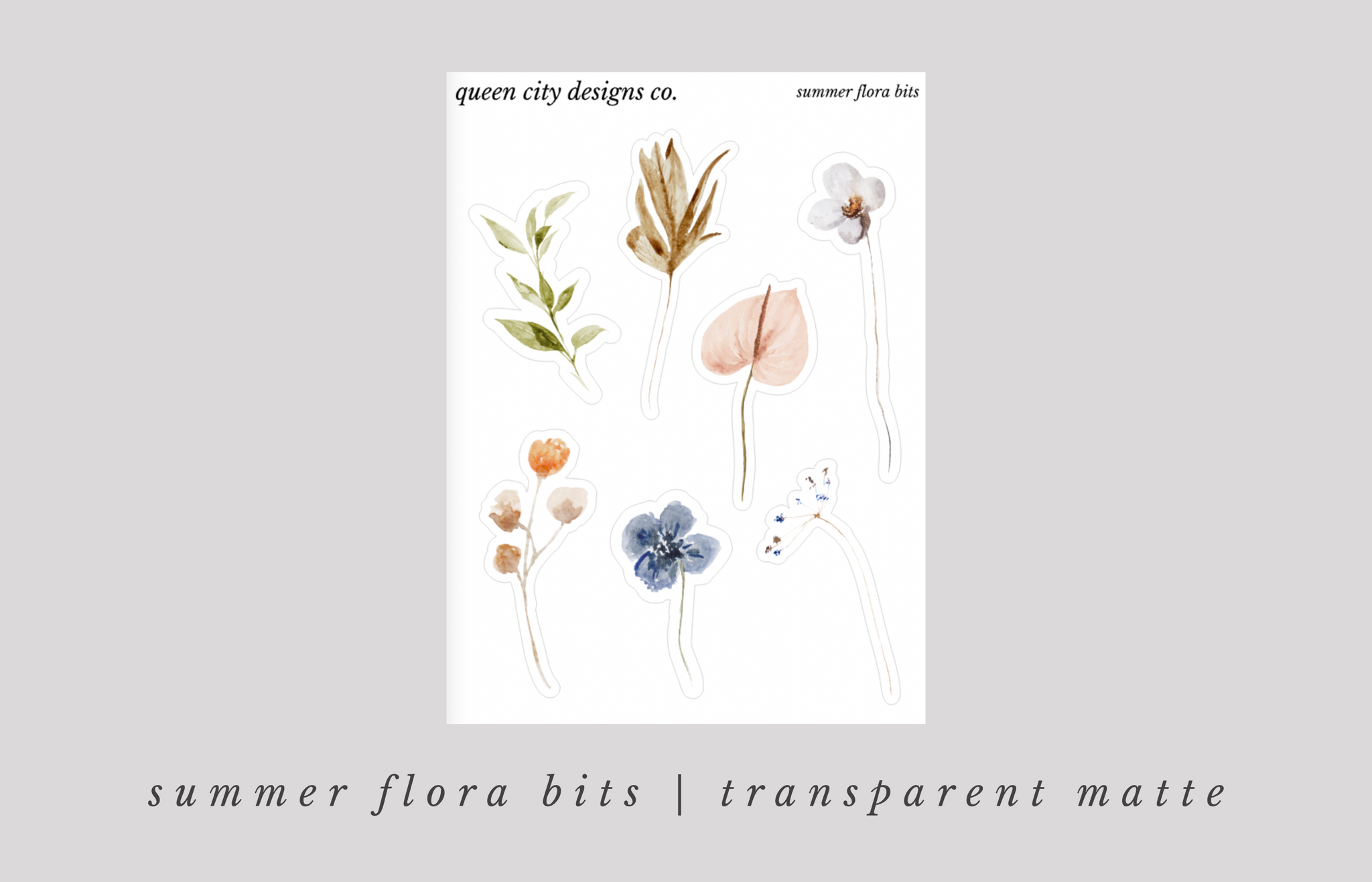 Summer Flora Bits | Pressed Floral Deco Stickers [Transparent Matte]
