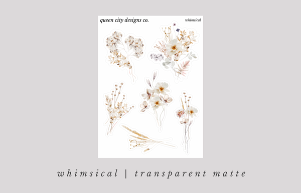 Whimsical | Pressed Floral Deco Stickers [Transparent Matte]
