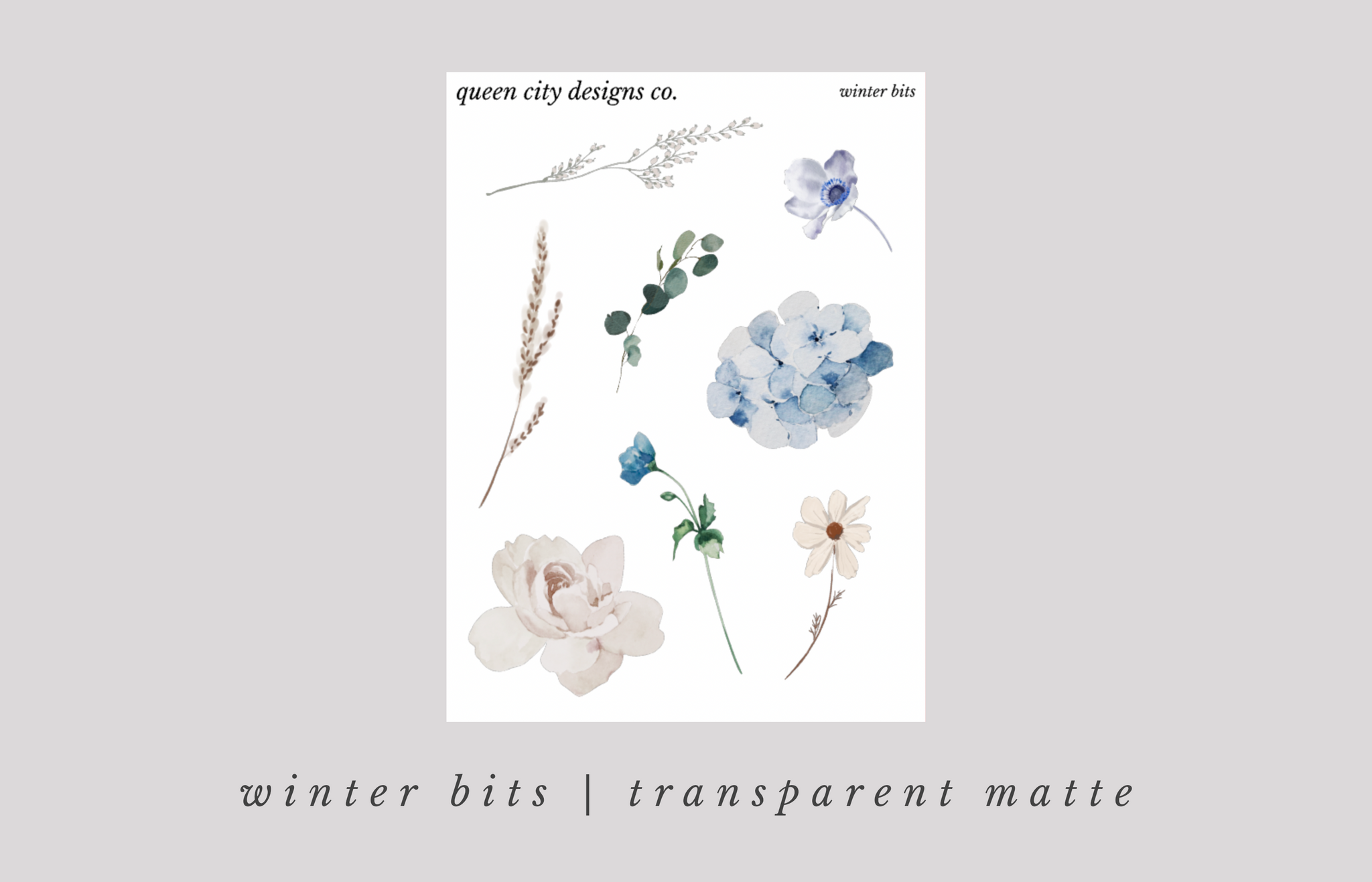 Winter Bits | Pressed Floral Deco Stickers [Transparent Matte]
